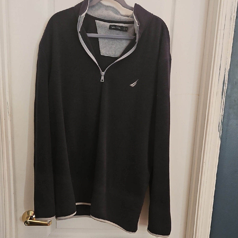 Nautica Men’s Black Half-Zip Pullover with White Trim